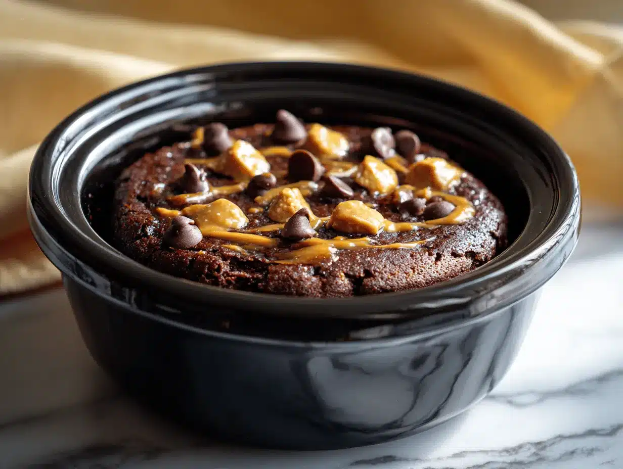 Crockpot Peanut Butter Chocolate Lava Cake preparation steps
