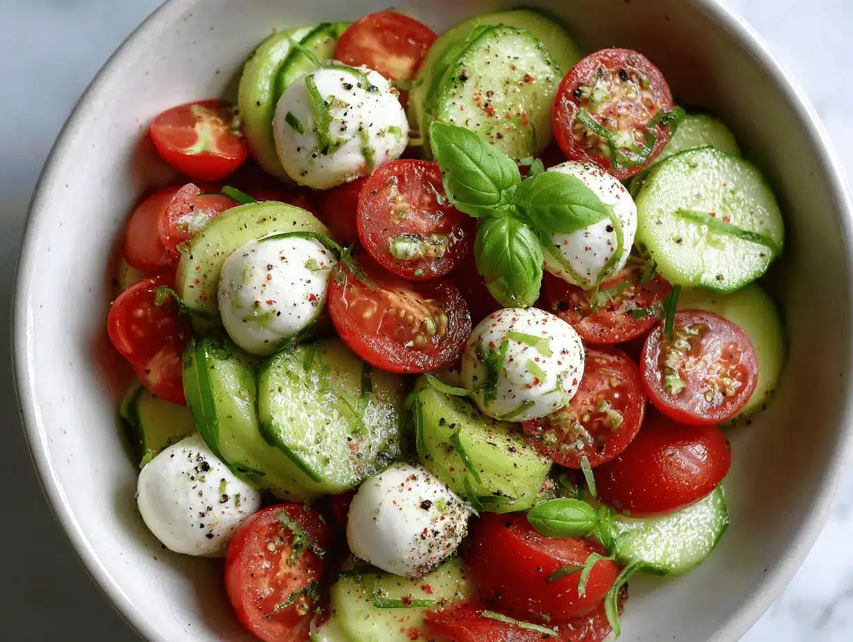 cucumber Caprese salad preparation steps
