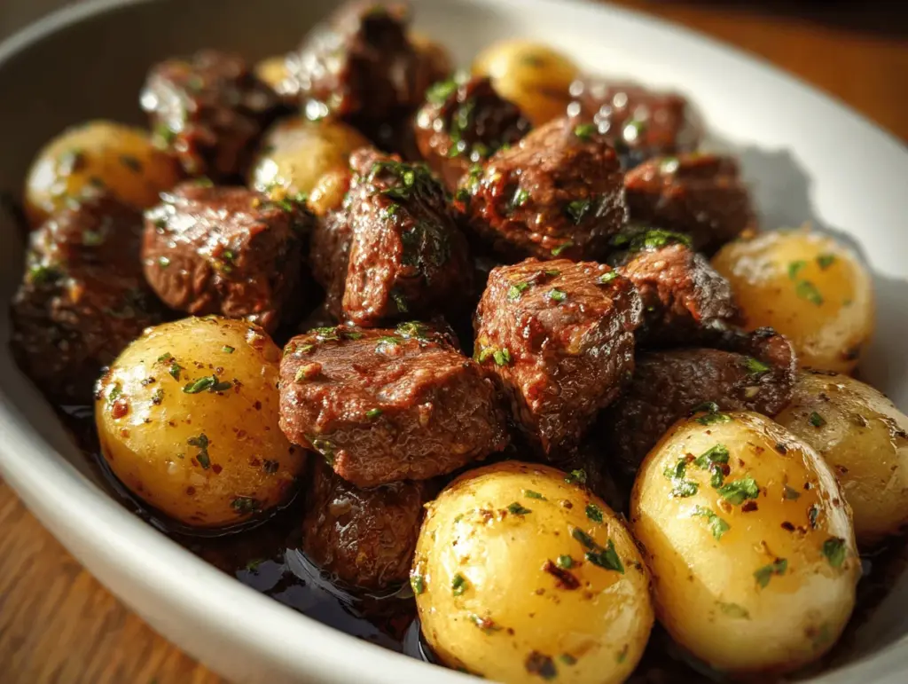 garlic butter beef bites - featured image