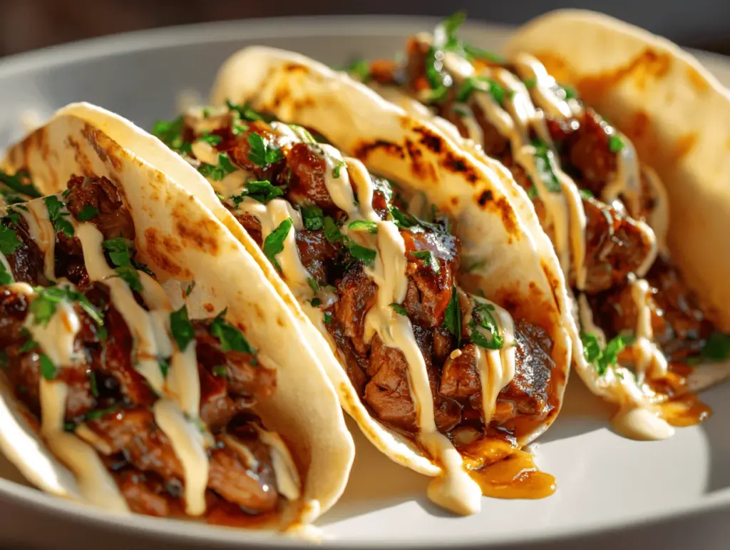 Garlic Butter Honey BBQ Beef Tacos - featured image