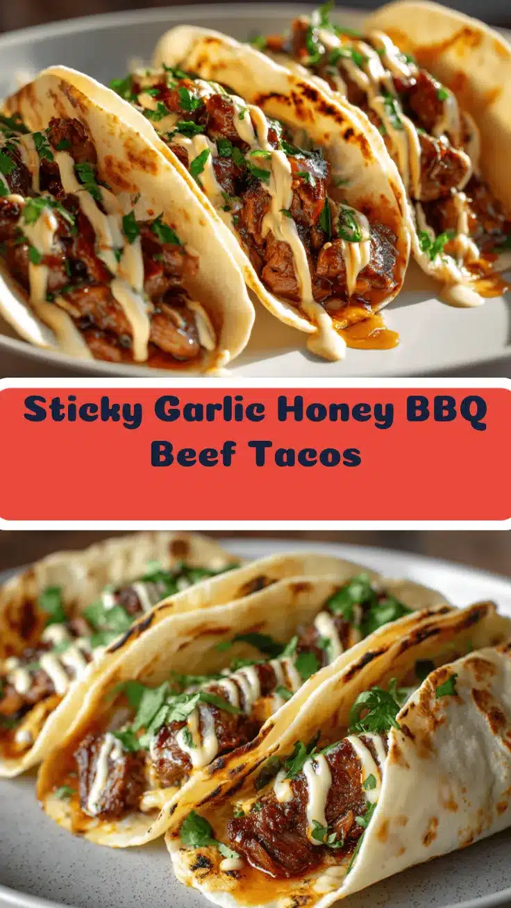 Garlic Butter Honey BBQ Beef Tacos recipe