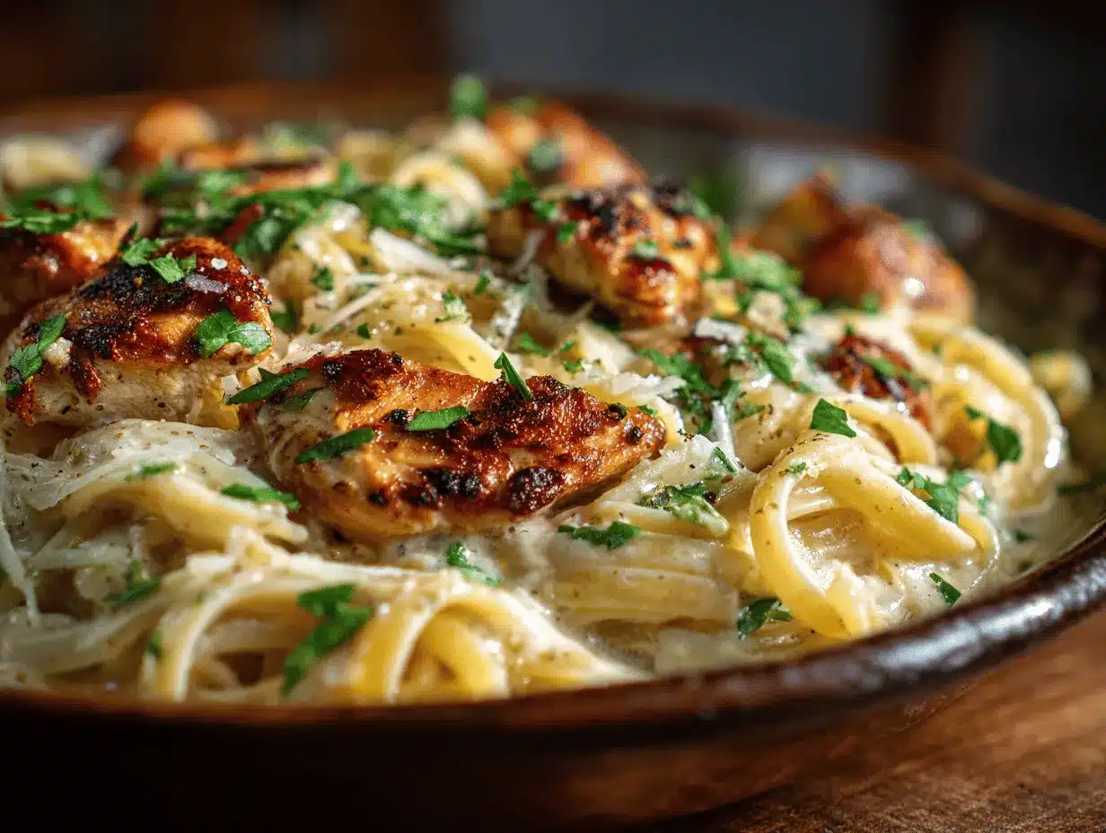 garlic parmesan chicken pasta preparation steps