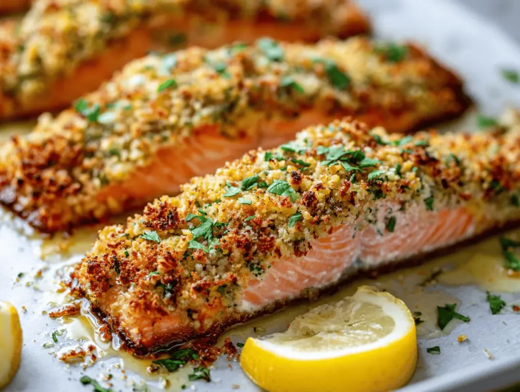 garlic parmesan crusted salmon - featured image