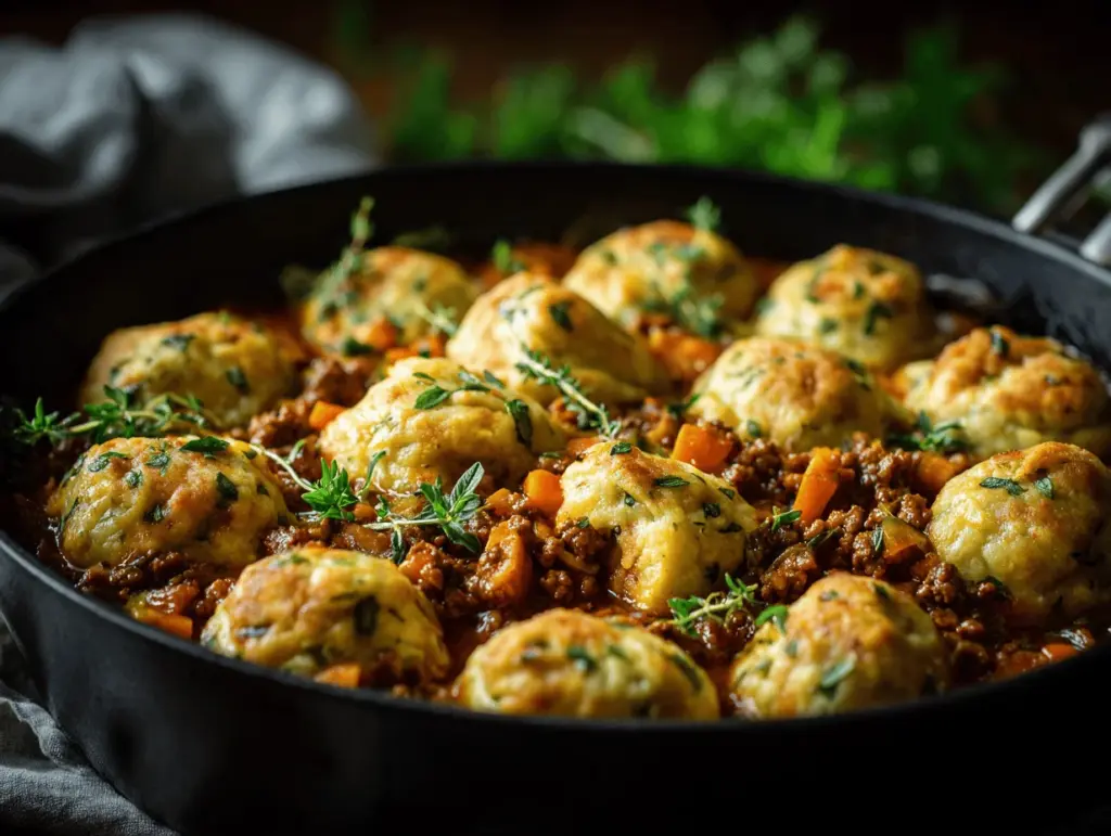 ground beef and dumplings - featured image