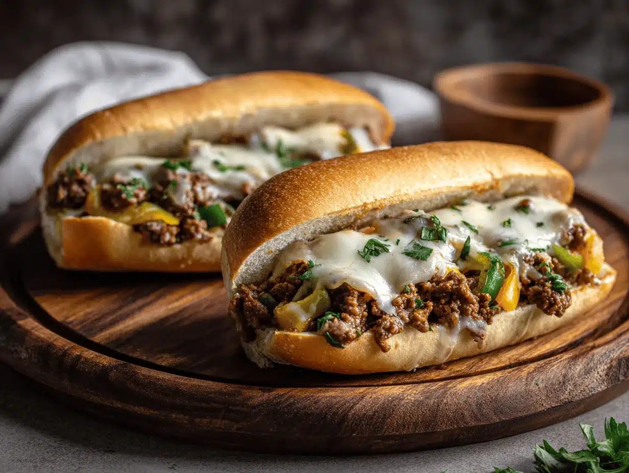 ground beef philly cheesesteaks preparation steps
