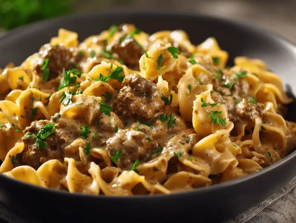 ground beef stroganoff preparation steps
