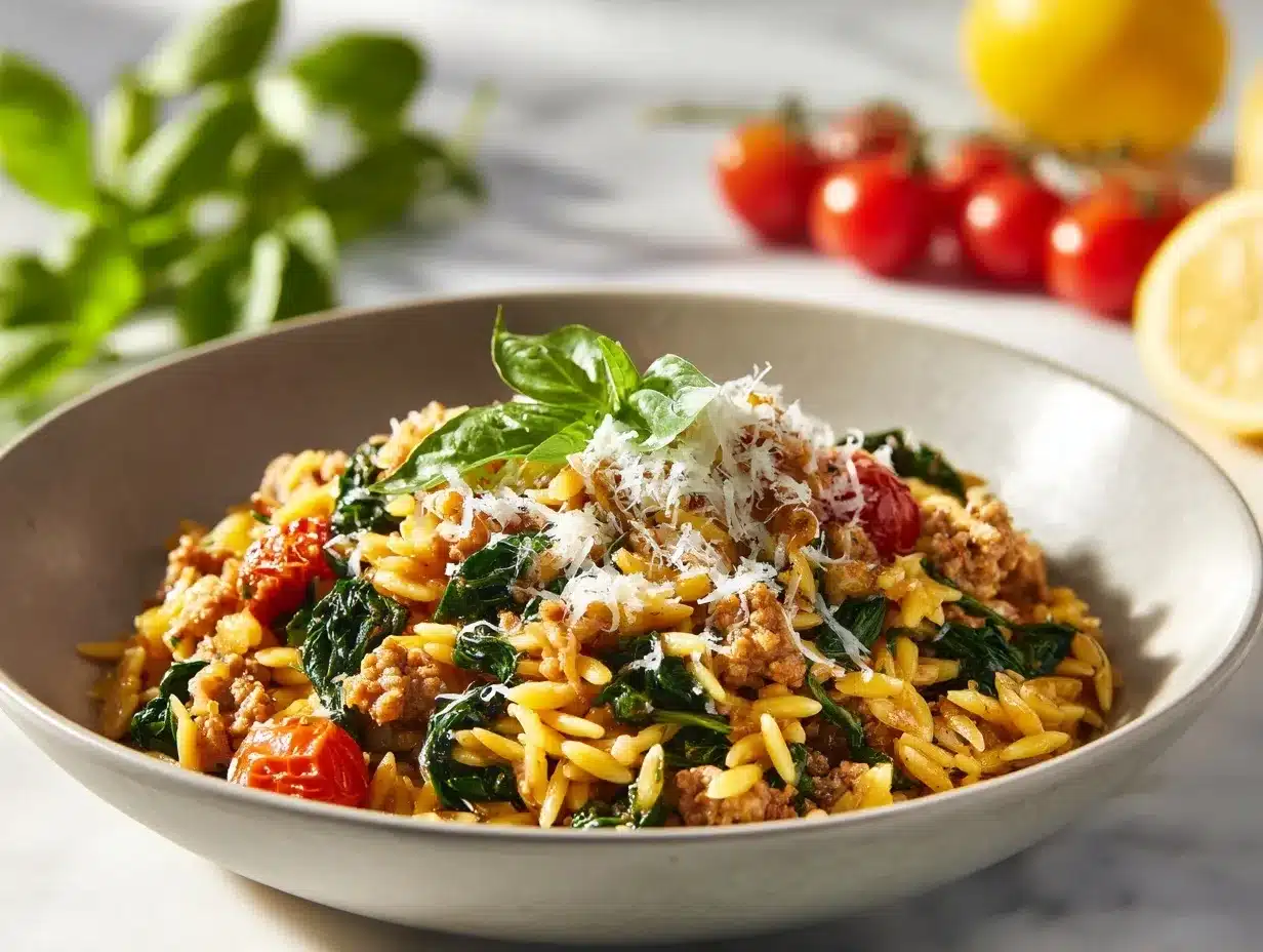ground turkey and orzo preparation steps