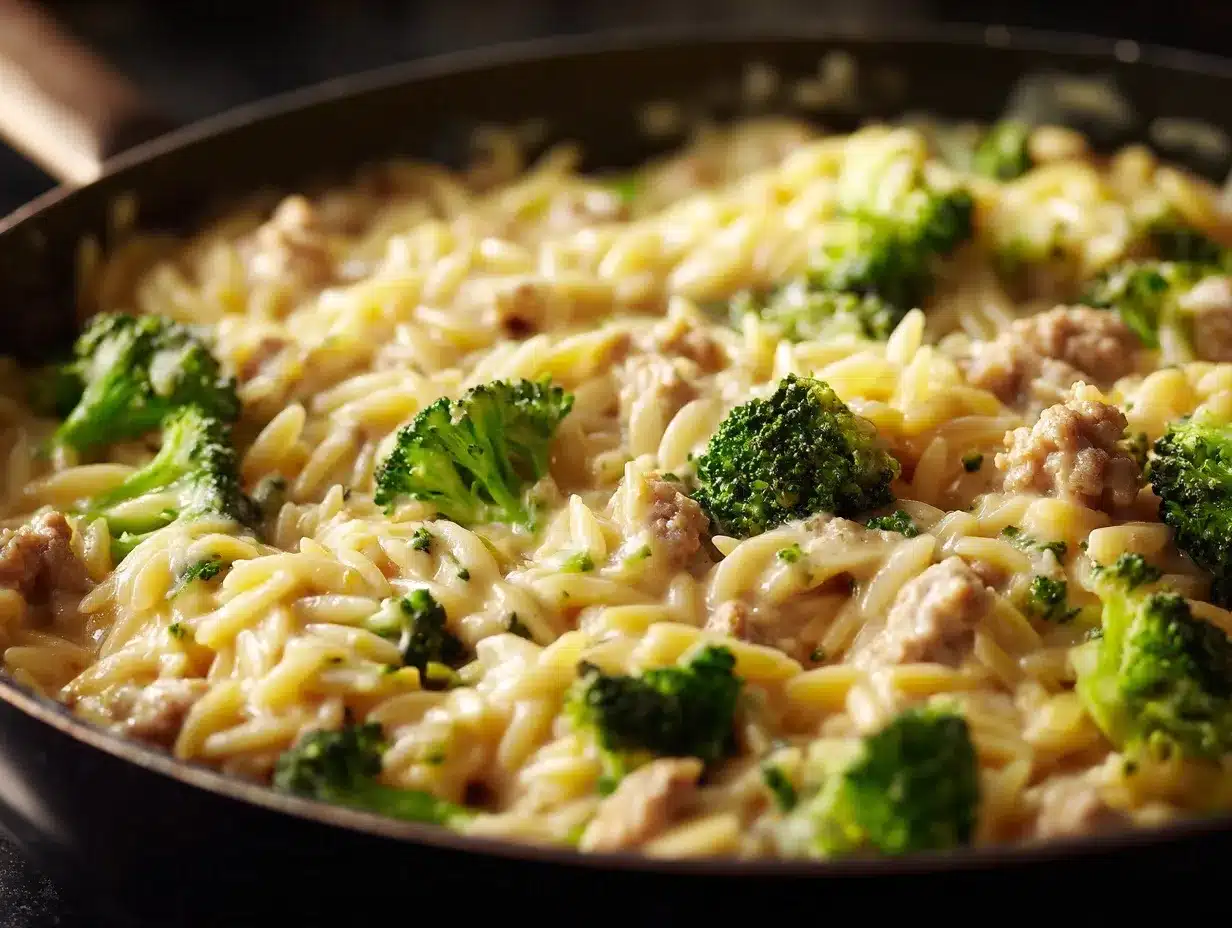 ground turkey orzo skillet preparation steps