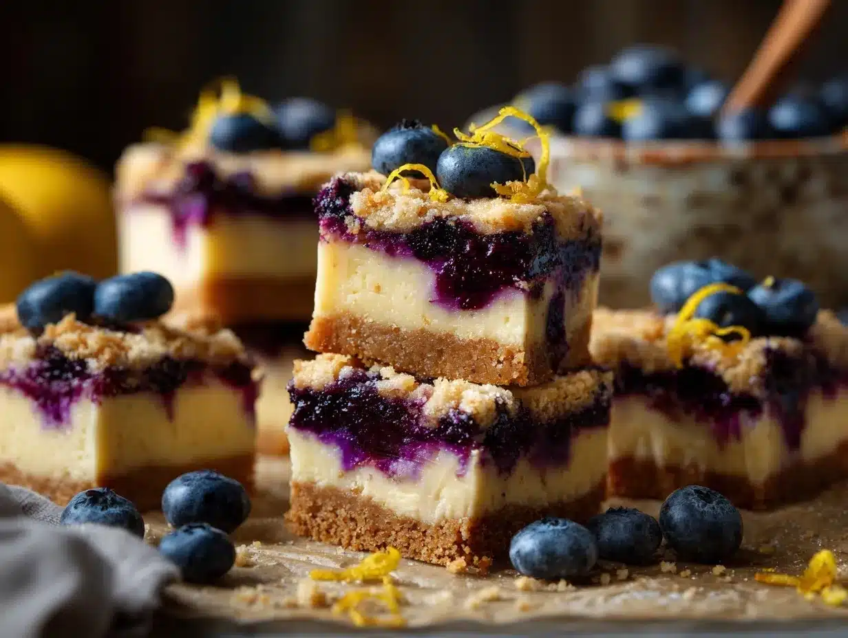 lemon cheesecake blueberry pie bars preparation steps