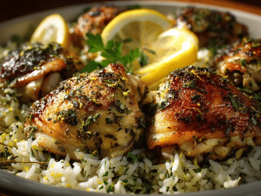 lemon herb chicken and rice crockpot recipe - featured image