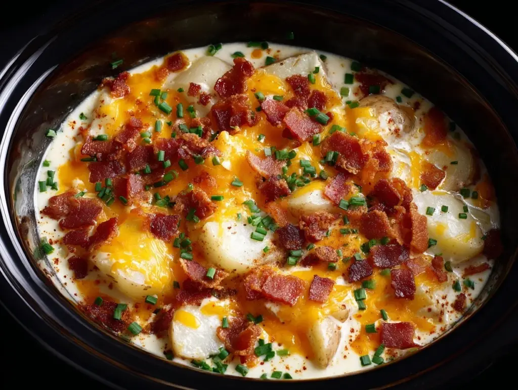 loaded crock pot crack potato soup - featured image