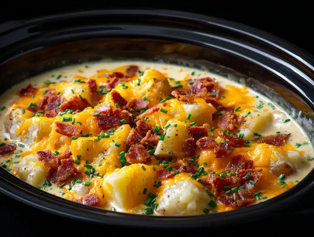 loaded crock pot crack potato soup preparation steps
