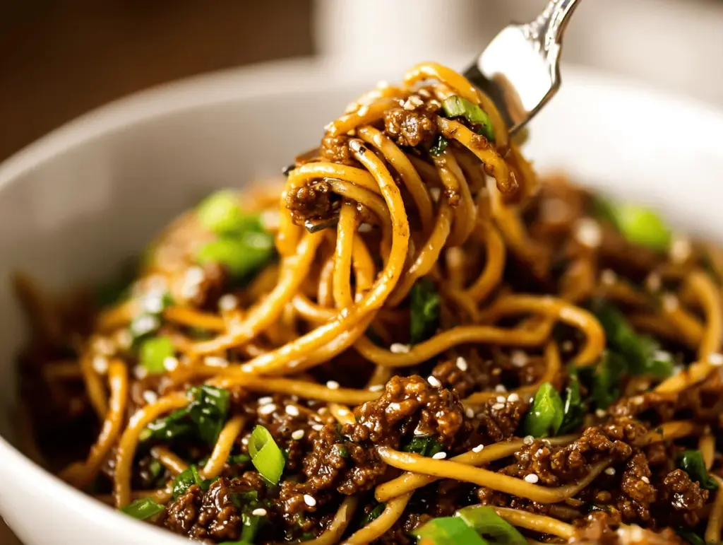 Mongolian Ground Beef Noodles - featured image
