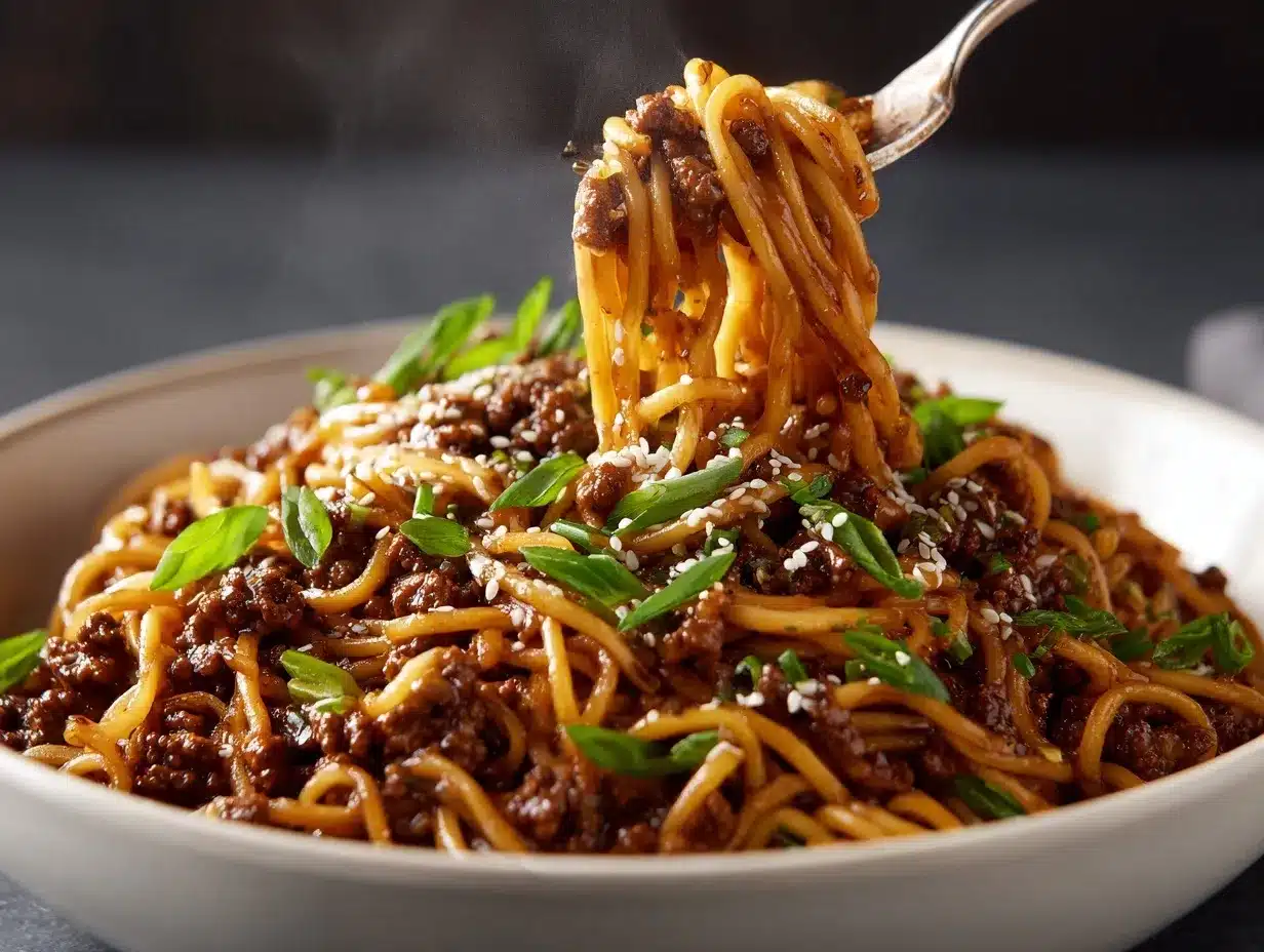 Mongolian ground beef noodles preparation steps
