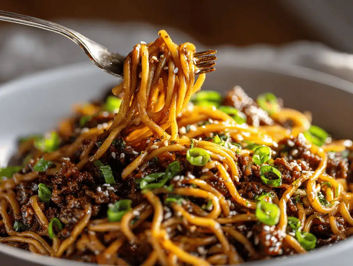 Mongolian Ground Beef Noodles preparation steps