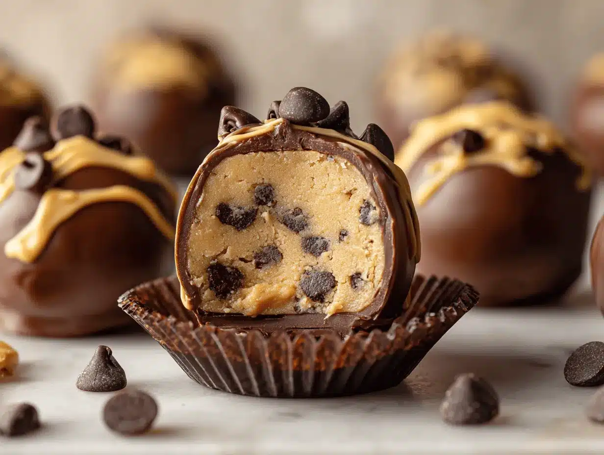 peanut butter chocolate chip cookie dough protein truffles preparation steps