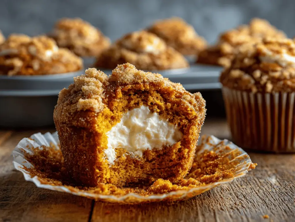 pumpkin cream cheese streusel muffins - featured image