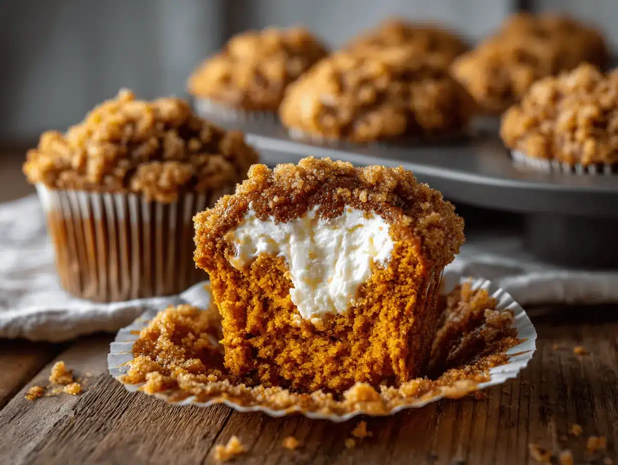 pumpkin cream cheese streusel muffins preparation steps