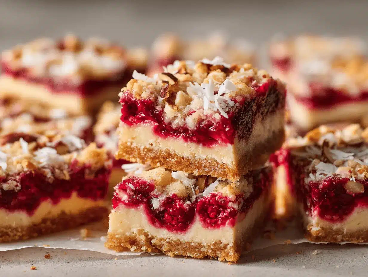 Raspberry Coconut Magic Bars preparation steps