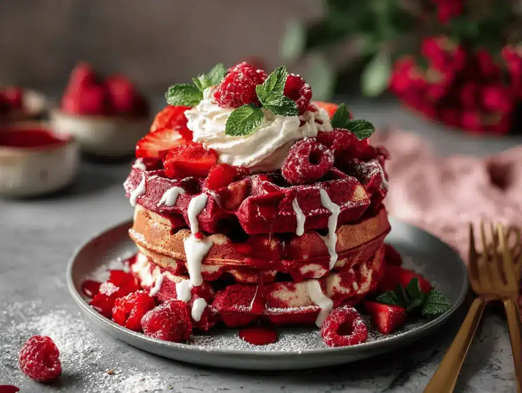 red velvet marble waffles - featured image