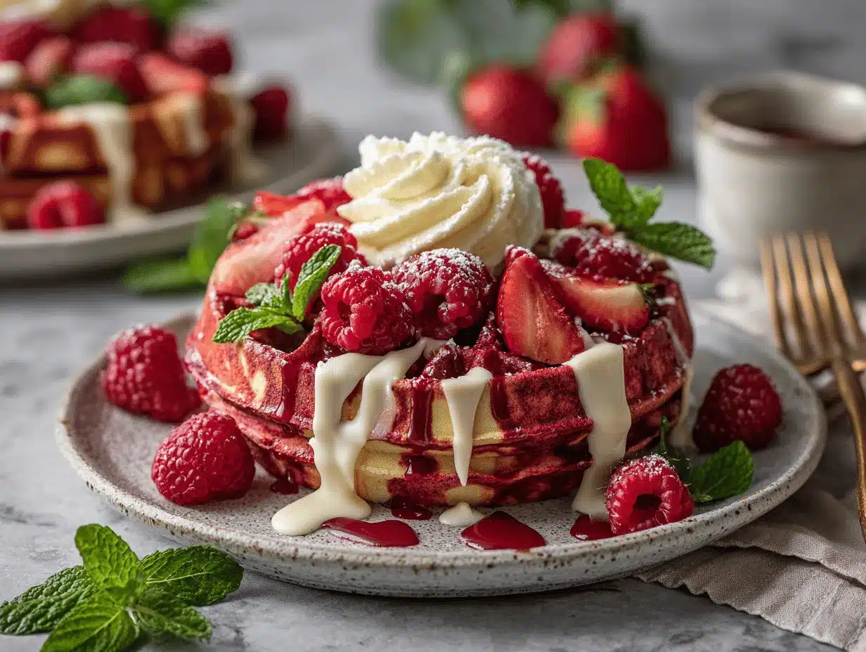 Red Velvet Marble Waffles preparation steps