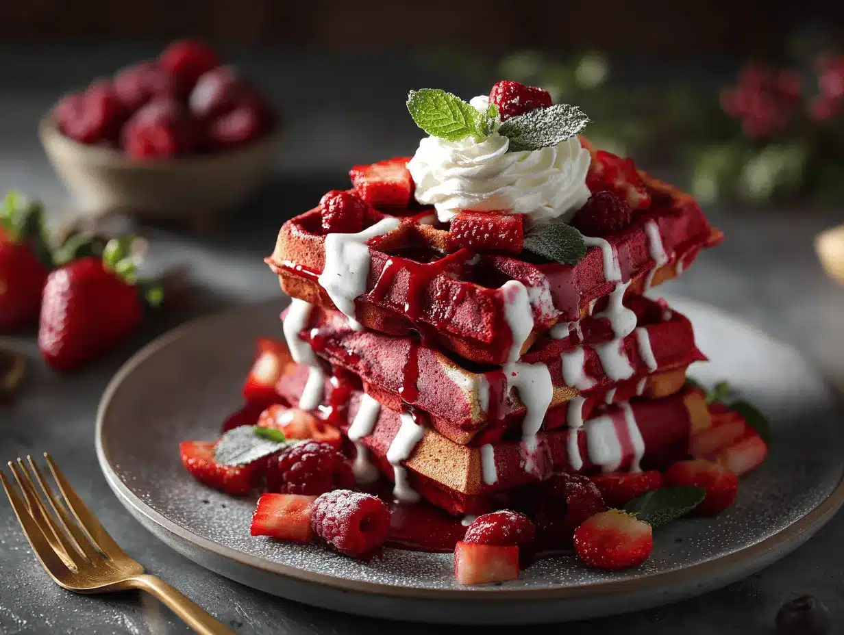red velvet marble waffles preparation steps