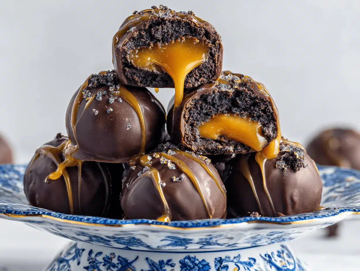 Salted Caramel Brownie Oreo Truffles preparation steps