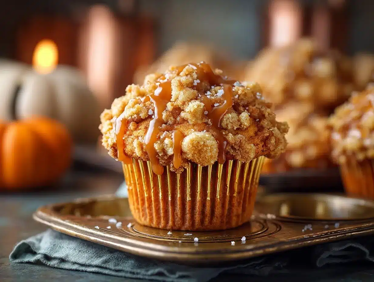 salted caramel pumpkin apple streusel muffins preparation steps