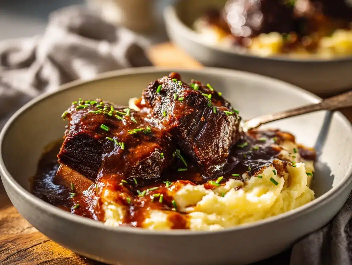 slow cooker balsamic BBQ short ribs preparation steps