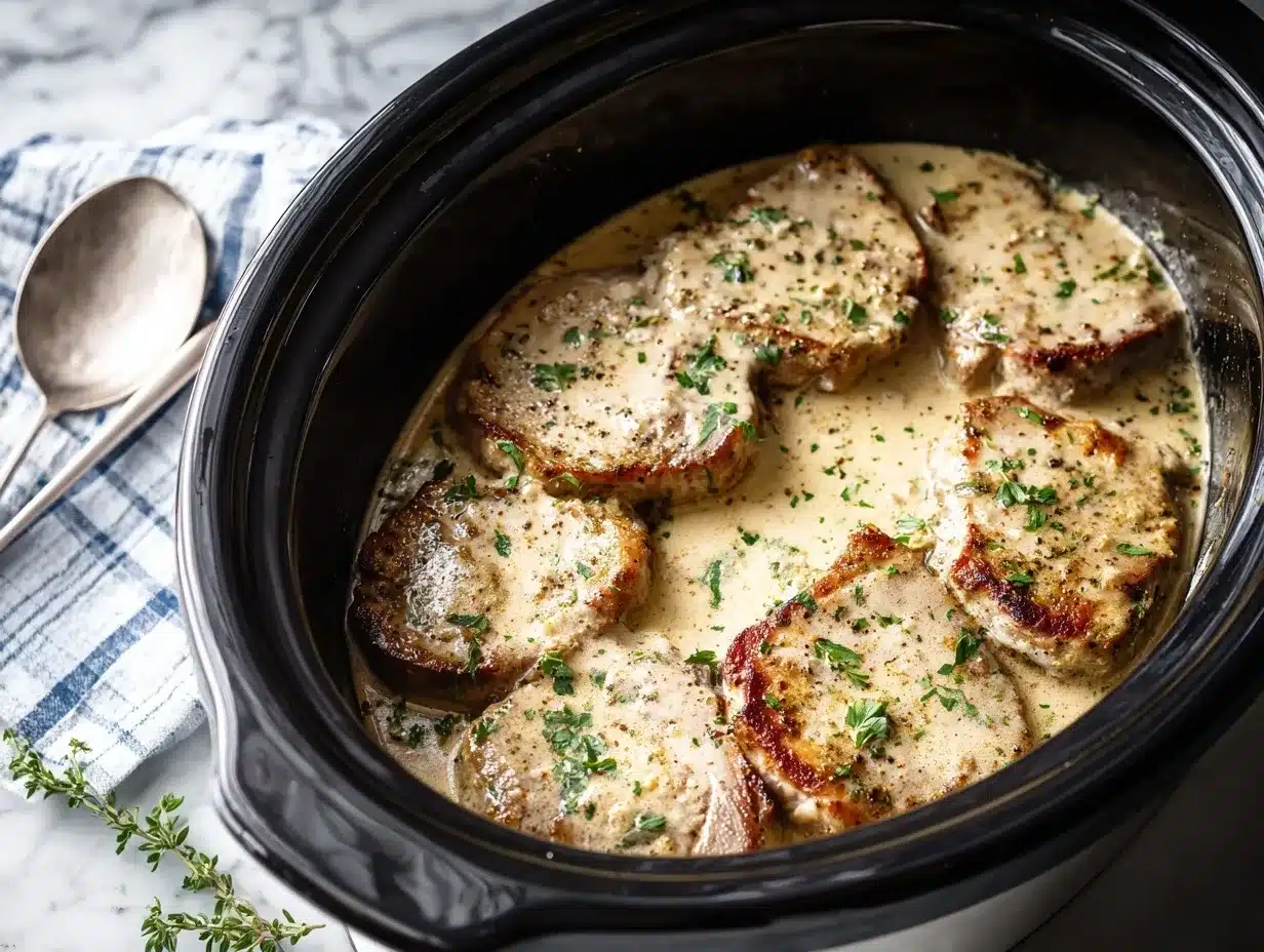 slow cooker creamy ranch pork chops preparation steps