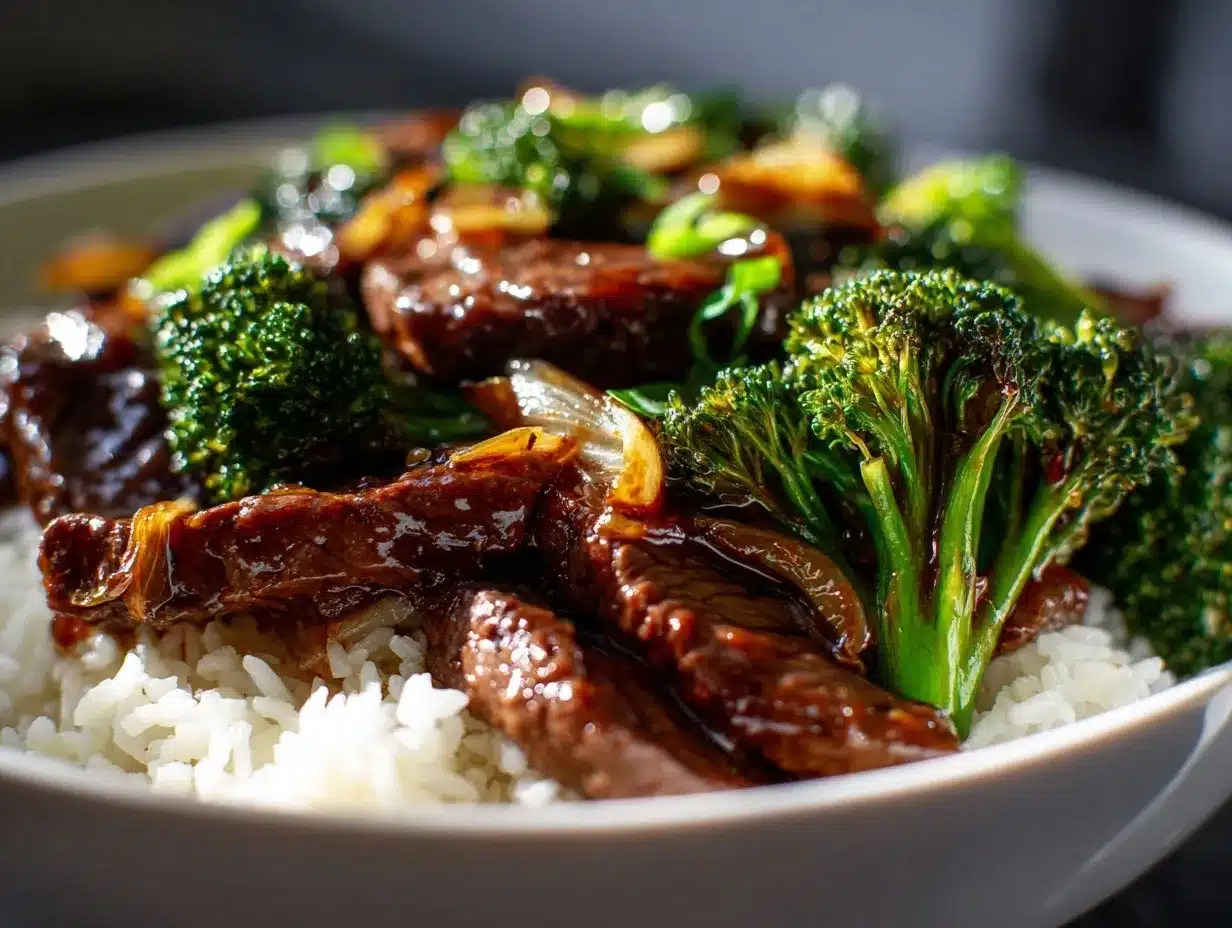slow cooker honey garlic beef and broccoli stir fry preparation steps