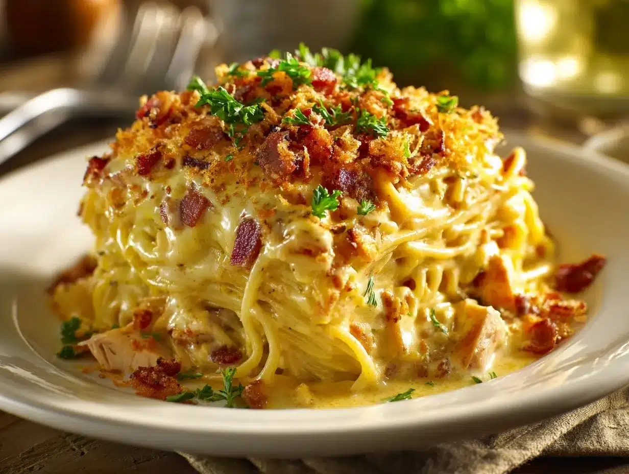 Spicy Southern Chicken Spaghetti Casserole preparation steps
