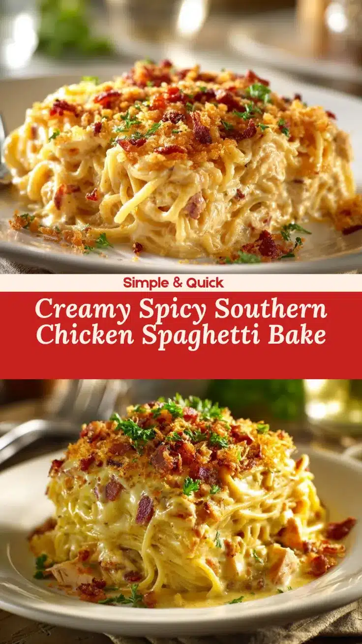 Spicy Southern Chicken Spaghetti Casserole recipe