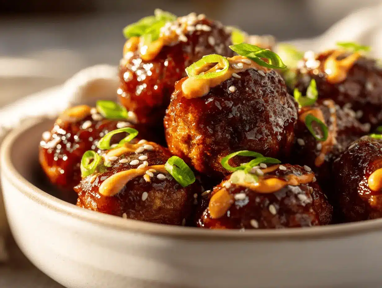 sticky honey garlic BBQ meatball bowls preparation steps