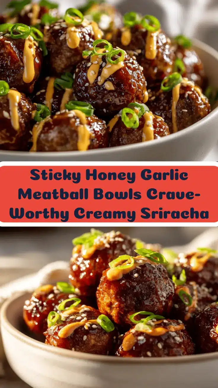 sticky honey garlic BBQ meatball bowls recipe