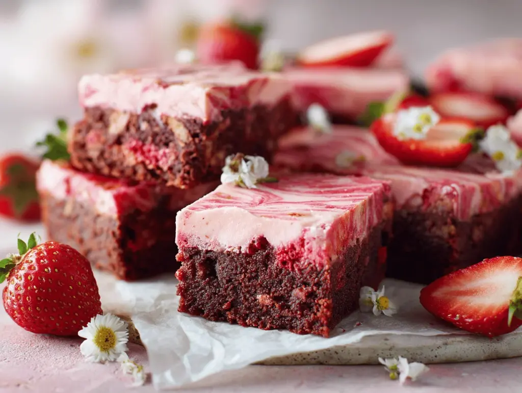 strawberry brownies - featured image
