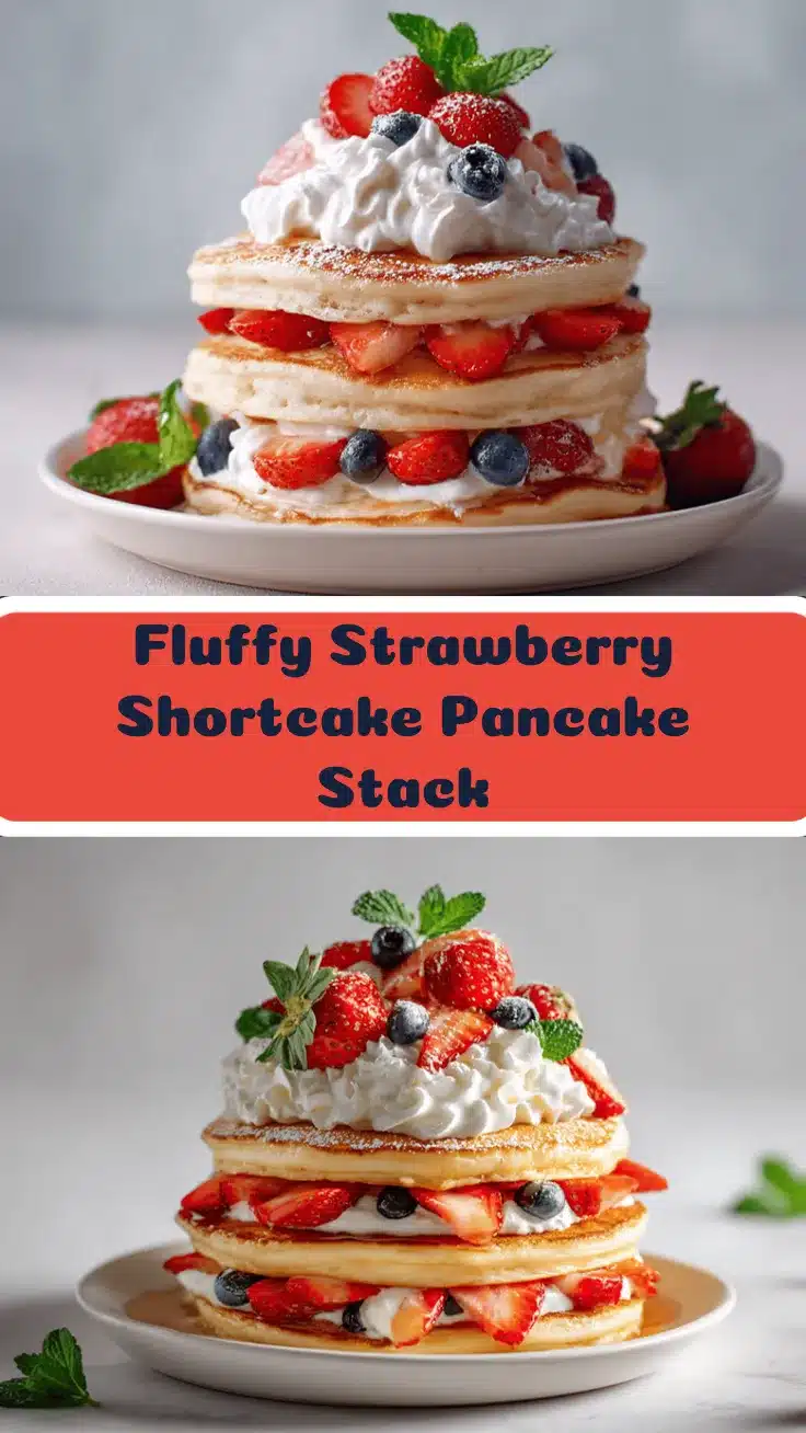 Strawberry Shortcake Pancake Stack recipe