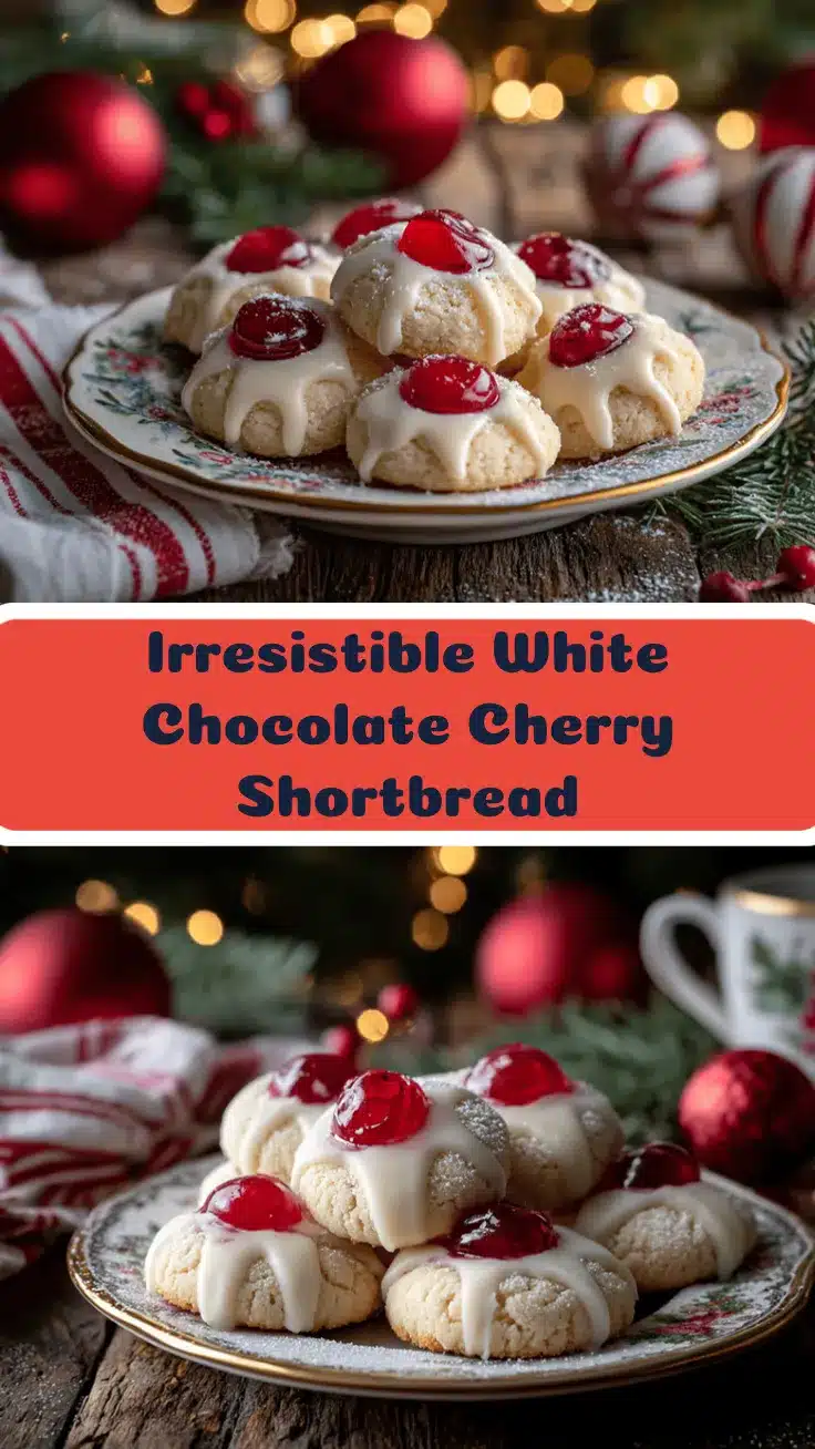 white chocolate dipped maraschino cherry shortbread cookies recipe