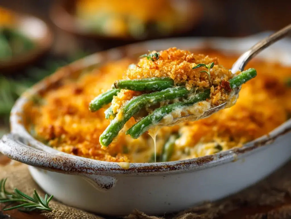 cheddar bay green bean casserole - featured image