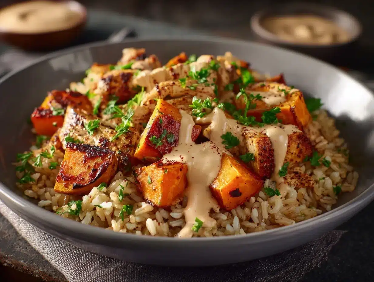 chicken sweet potato rice bowl preparation steps