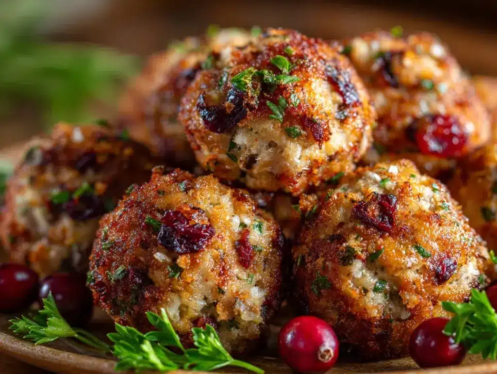 cranberry turkey stuffing balls - featured image