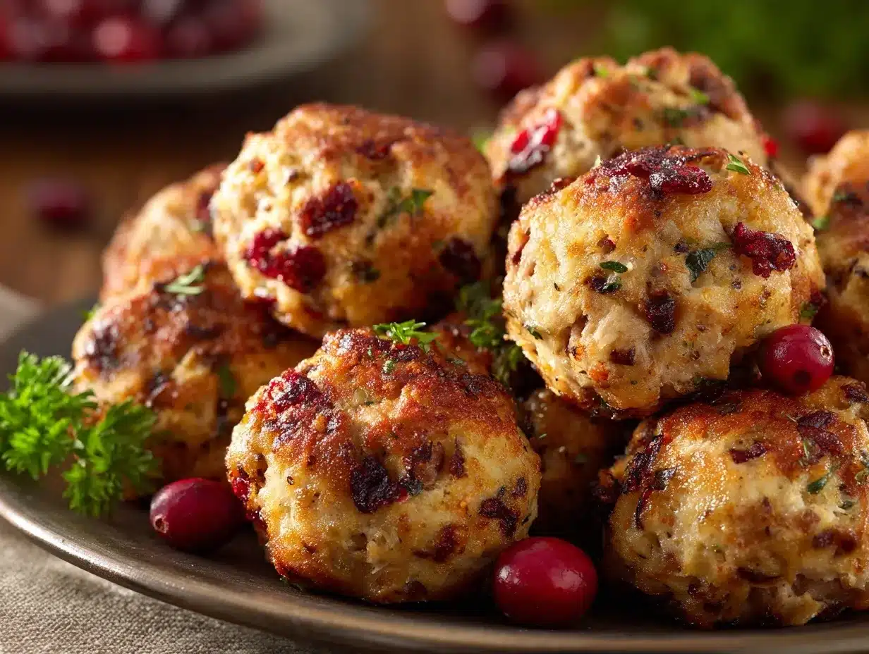 cranberry turkey stuffing balls preparation steps