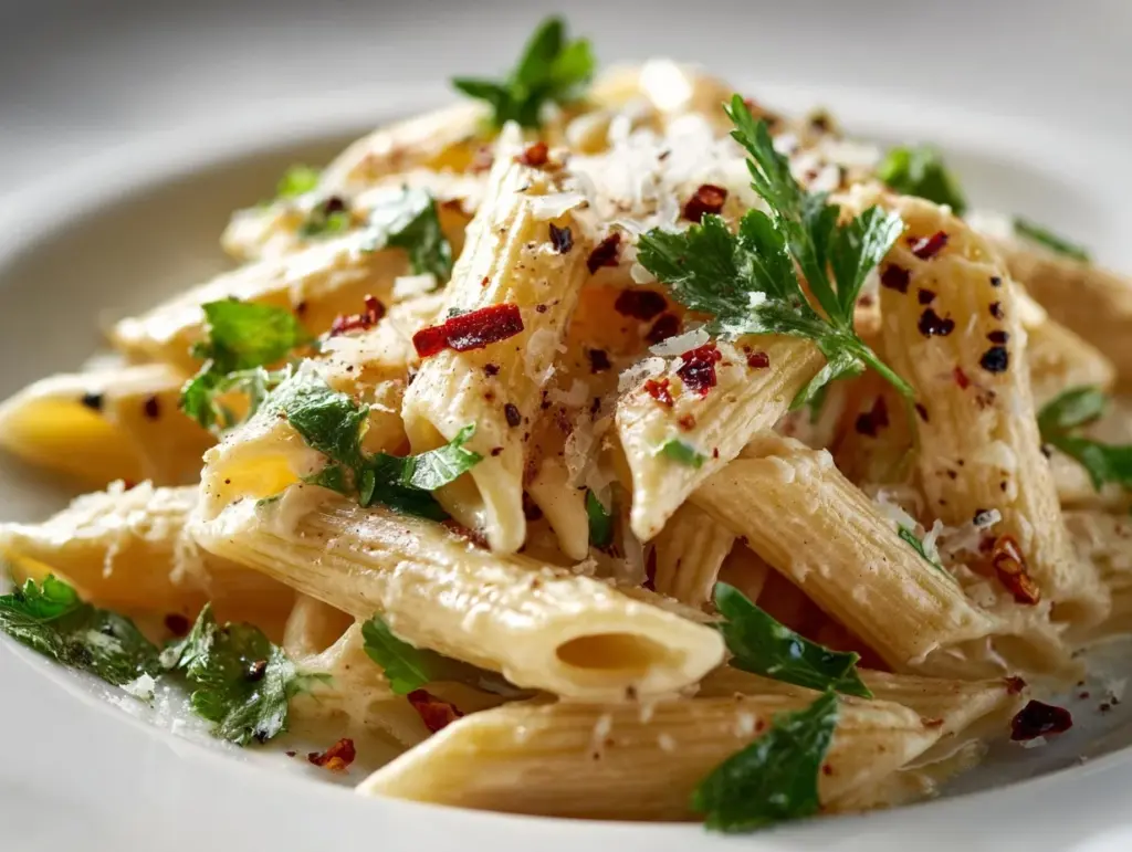creamy garlic pasta - featured image