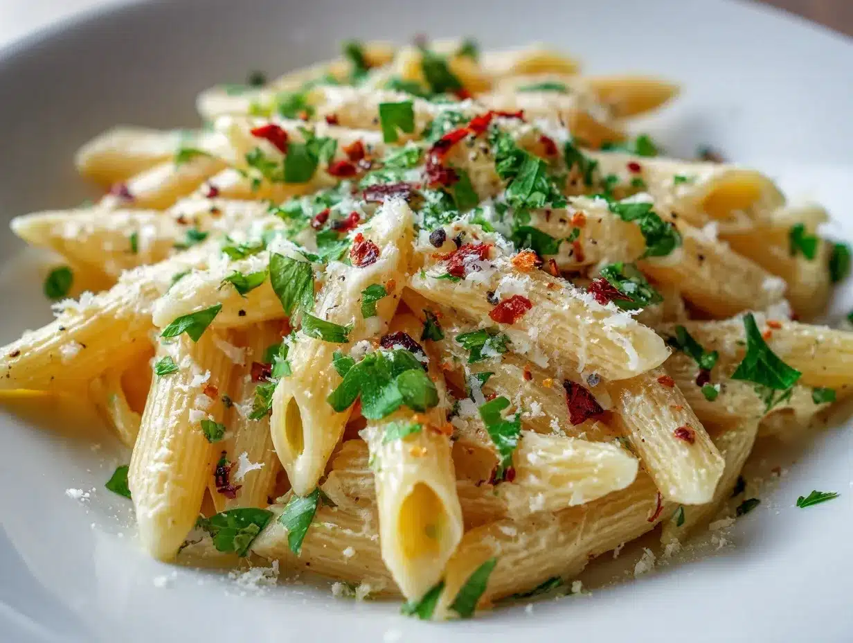 creamy garlic pasta preparation steps