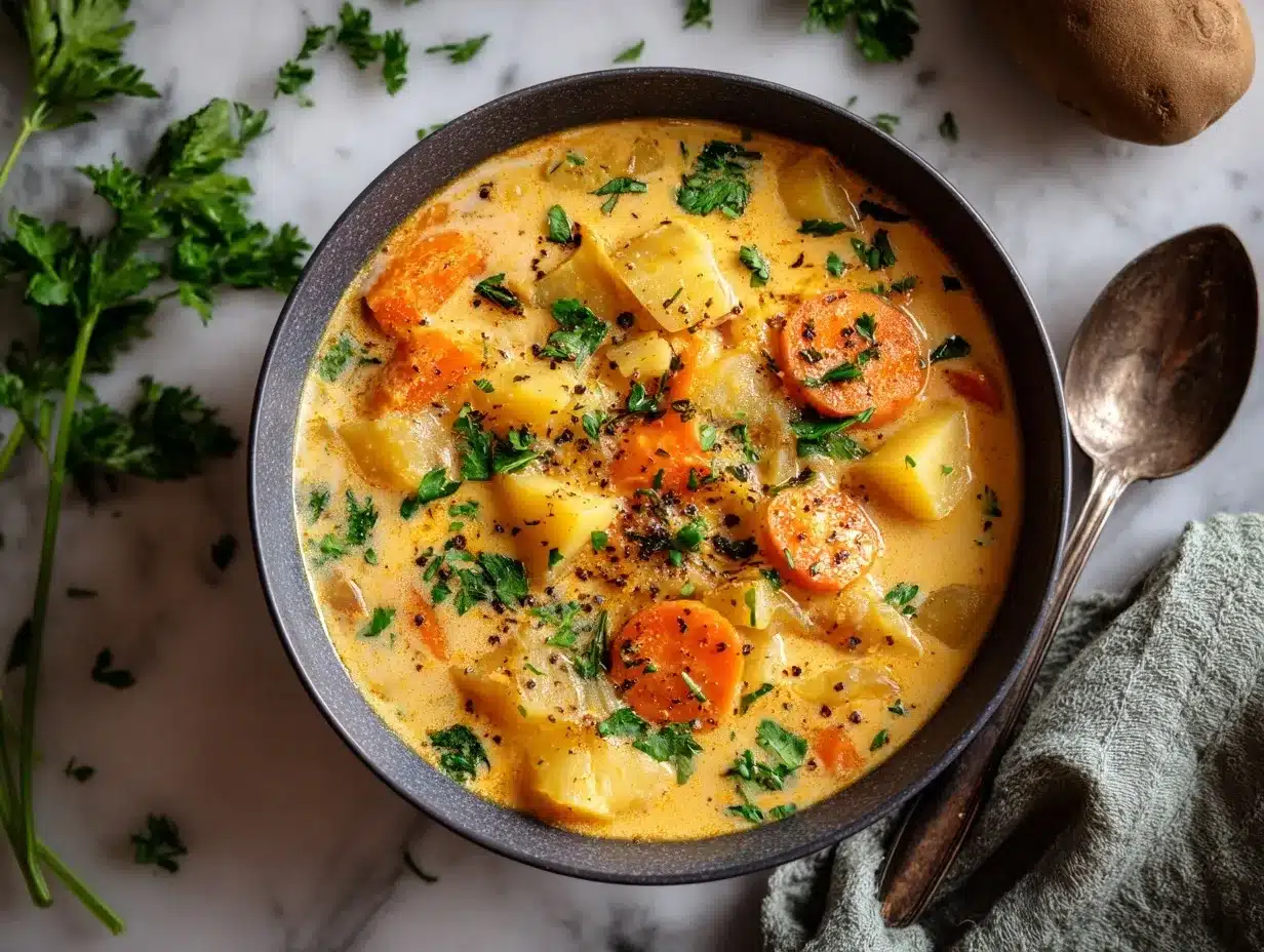 vegan carrot potato soup preparation steps