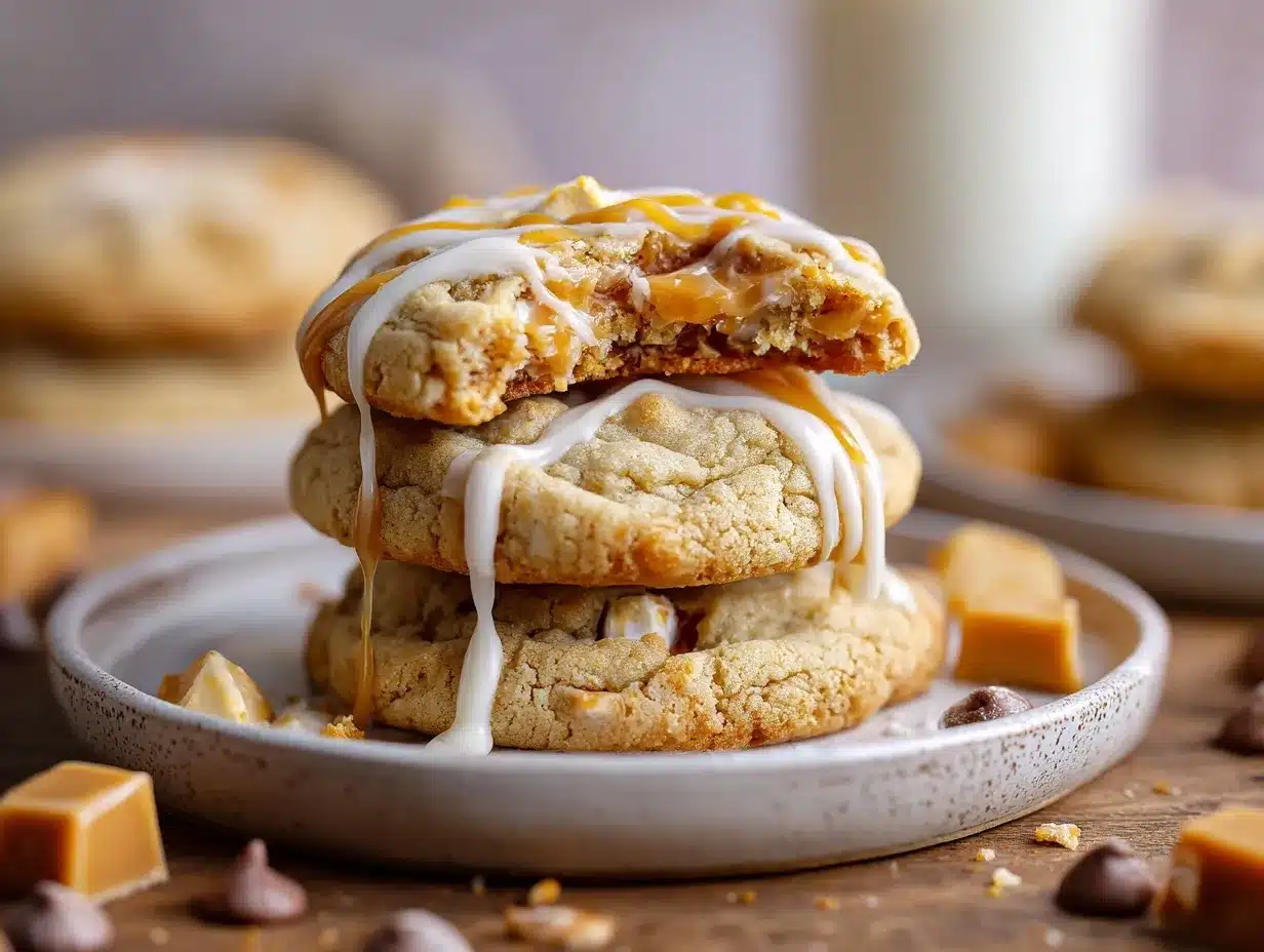 white chocolate caramel cookies preparation steps