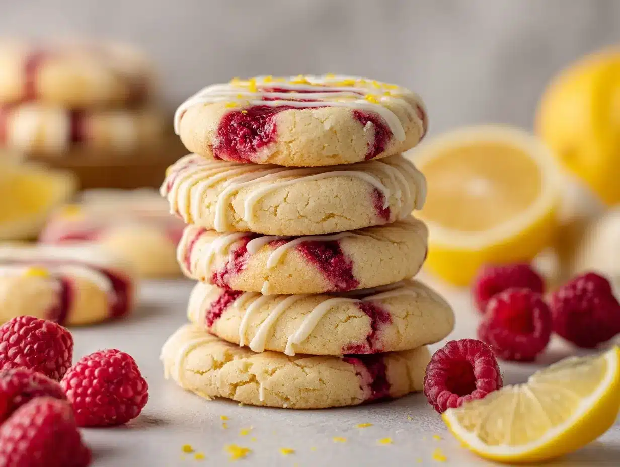 white chocolate lemon raspberry cookies preparation steps