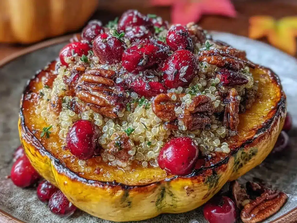 acorn squash stuffed with quinoa and cranberries preparation steps