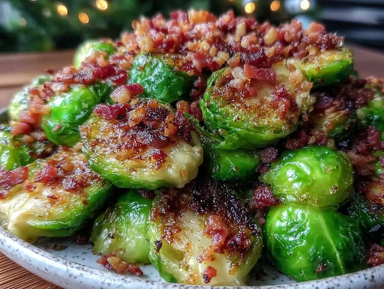 air fryer brussels sprouts with bacon bits preparation steps