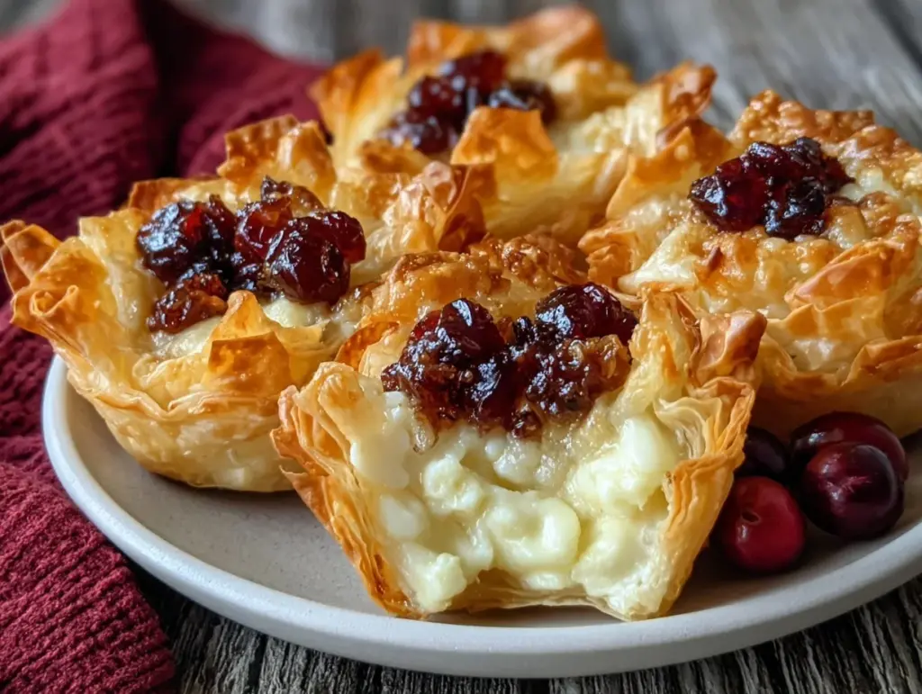 brie and cranberry phyllo cups - featured image